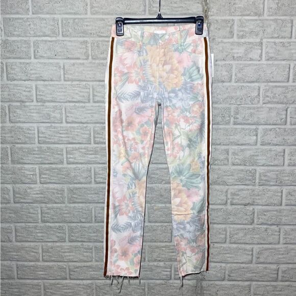 NWT MSRP $295 MOTHER The Looker Floral Frayed Ankle Jeans - Picture 8 of 13